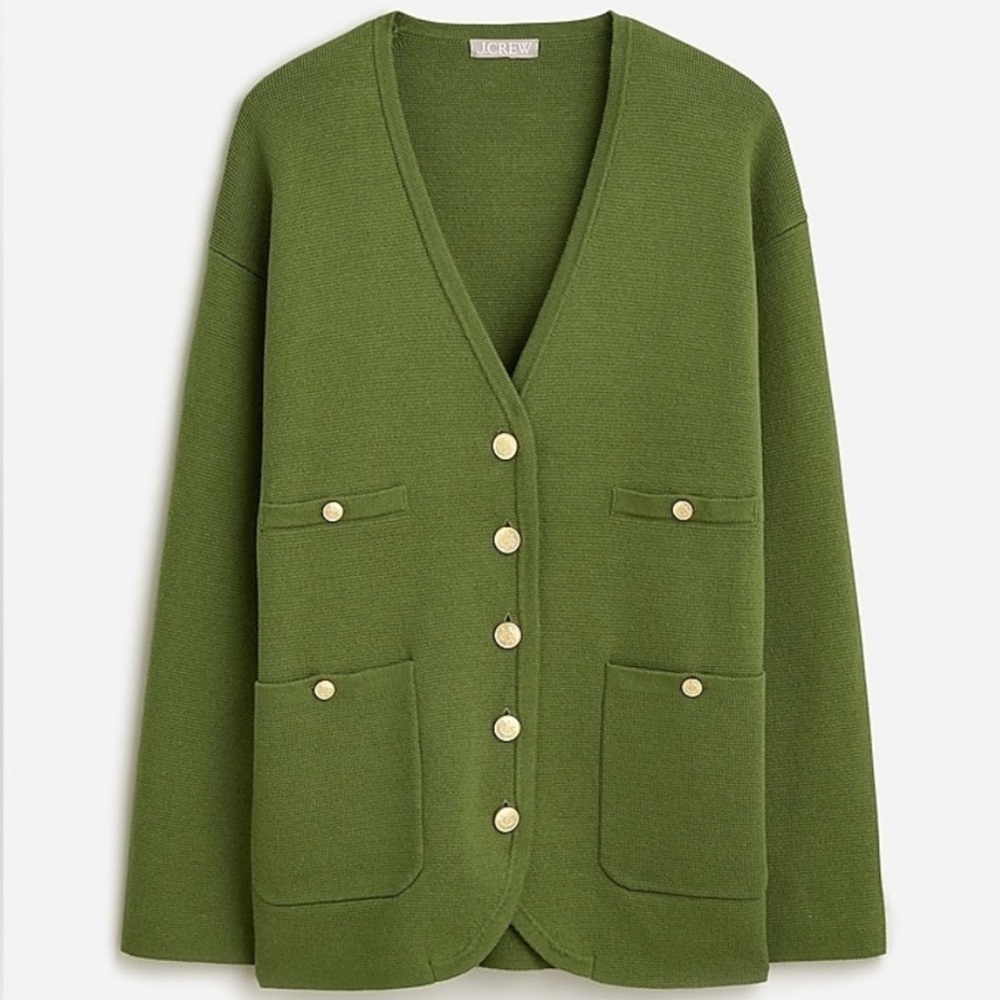 J. Crew Green Button-Up Women's Sweater Blazer size large